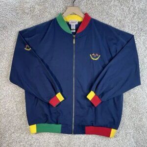 Vintage Janeve Color Block Bomber Jacket Size M Full‎ Zip Embroidered